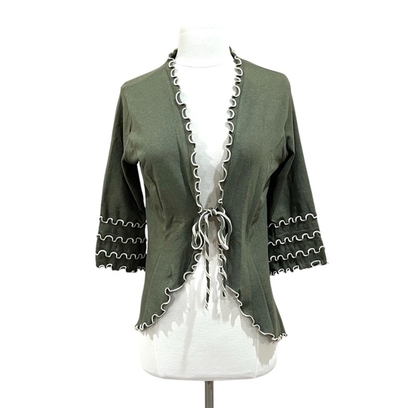 Laura Hlavac Olive Ruffled Cardigan Duster Size Small - Picture 12 of 13